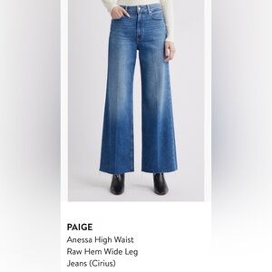 PAIGE Blue Anessa High Waist Wide Leg Jeans